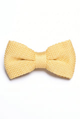 Gravata borboleta masculina amarela de tricô