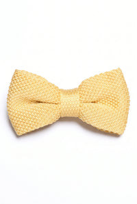 Gravata borboleta masculina amarela de tricô
