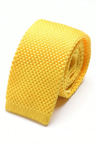 Gravata amarela de tricô masculina