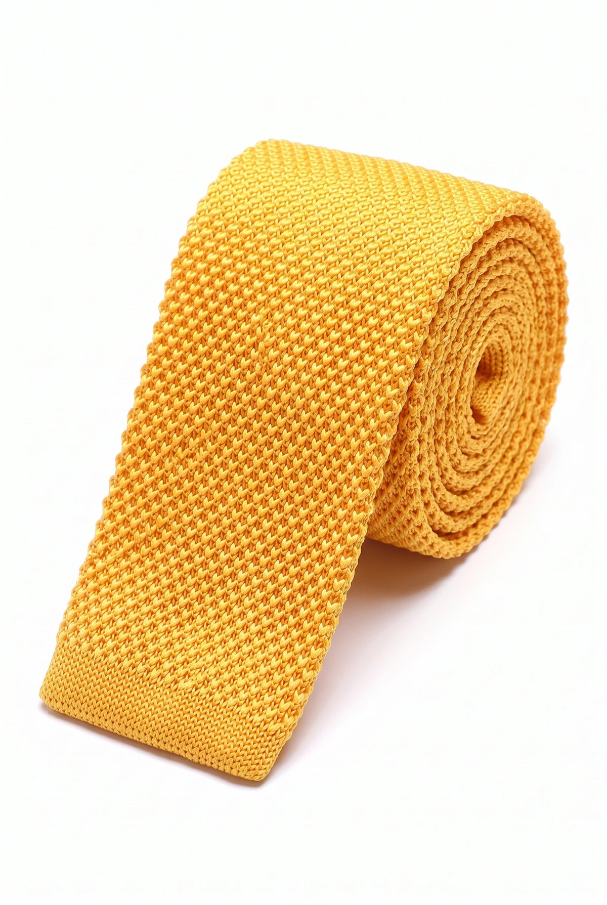 Gravata amarela de tricô masculina