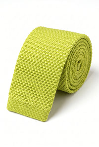 Gravata amarela de tricô masculina