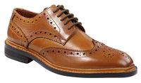 Sapatos Oxford Brogue Masculinos em Couro com Cadarço, Costura Goodyear, Tons de Bege, Marrom e Bordô