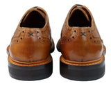 Sapatos Oxford Brogue Masculinos em Couro com Cadarço, Costura Goodyear, Tons de Bege, Marrom e Bordô