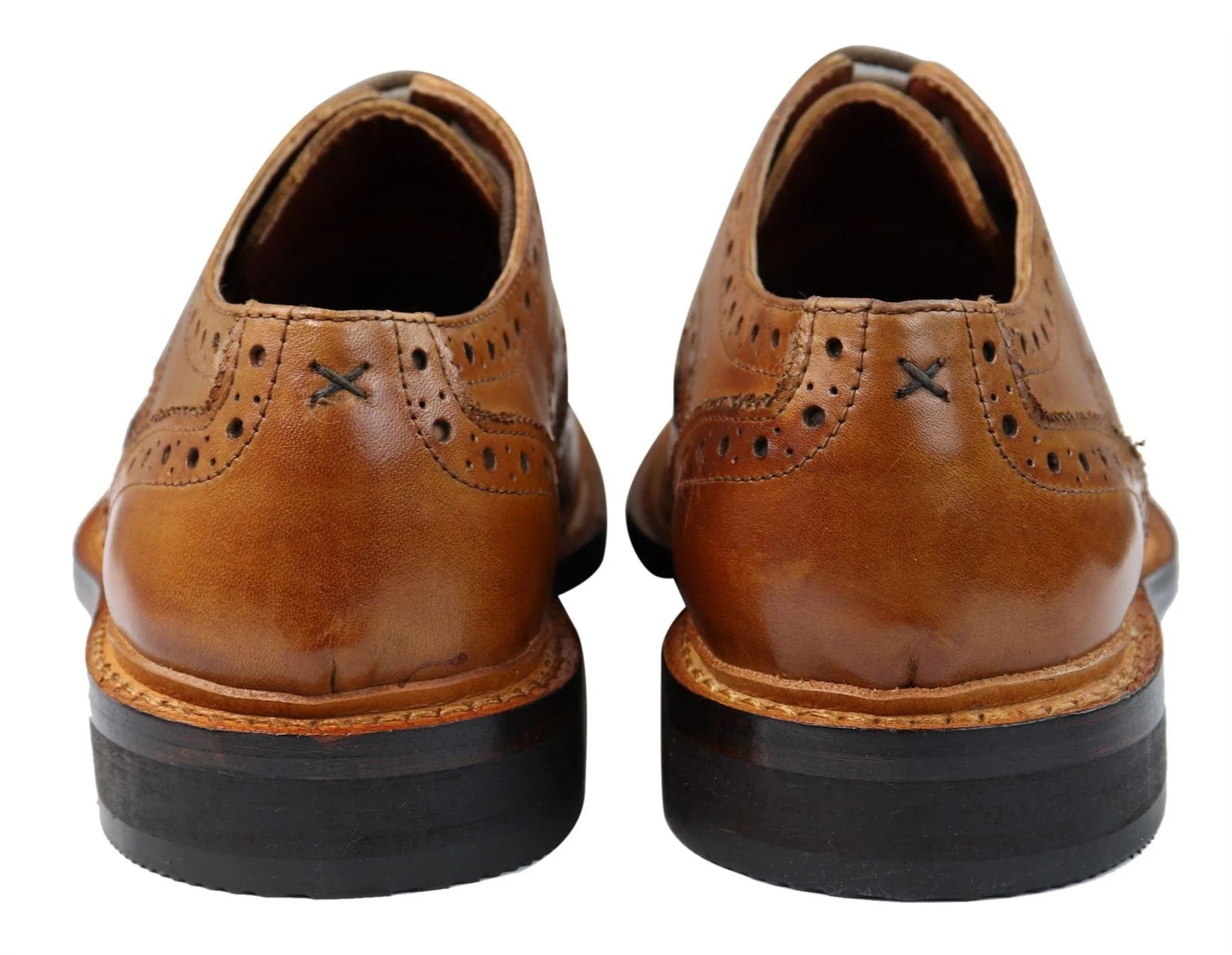 Sapatos Oxford Brogue Masculinos em Couro com Cadarço, Costura Goodyear, Tons de Bege, Marrom e Bordô