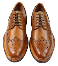 Sapatos Oxford Brogue Masculinos em Couro com Cadarço, Costura Goodyear, Tons de Bege, Marrom e Bordô
