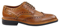 Sapatos Oxford Brogue Masculinos em Couro com Cadarço, Costura Goodyear, Tons de Bege, Marrom e Bordô