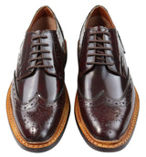 Sapatos Oxford Brogue Masculinos em Couro com Cadarço, Costura Goodyear Welt, Tons de Bege, Marrom e Bordô