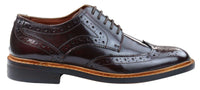 Sapatos Oxford Brogue Masculinos em Couro com Cadarço, Costura Goodyear Welt, Tons de Bege, Marrom e Bordô