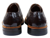 Sapatos Oxford Brogue Masculinos em Couro com Cadarço, Costura Goodyear Welt, Tons de Bege, Marrom e Bordô