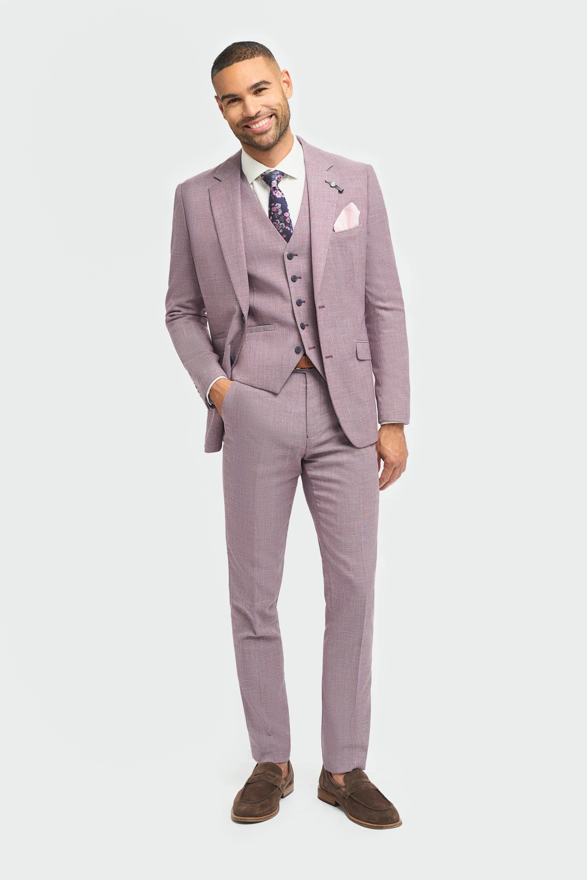 Miami - Blazer masculino rosa de corte slim para o verão