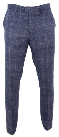 Calças masculinas vintage xadrez azul - Cavani Miles