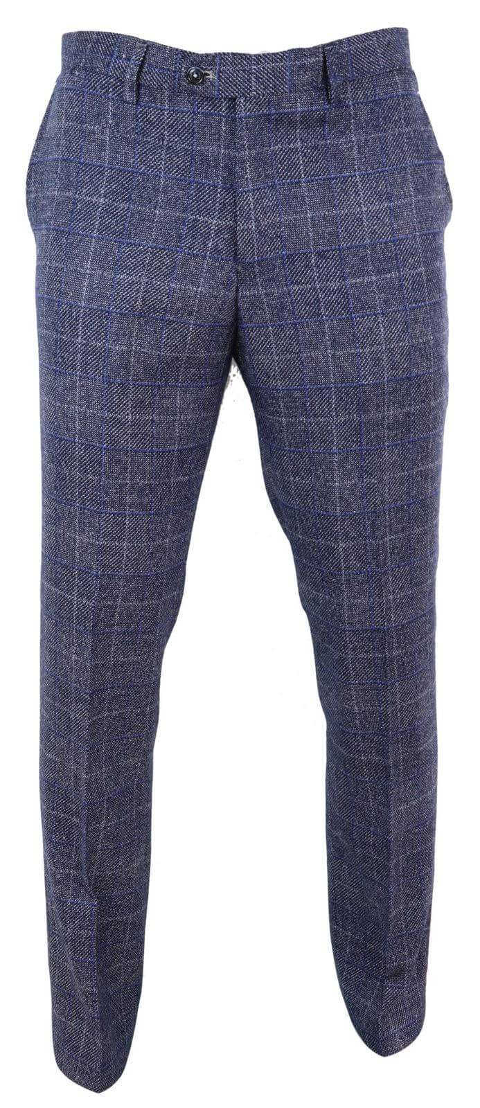 Calças masculinas vintage xadrez azul - Cavani Miles
