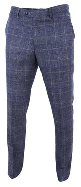 Calças masculinas vintage xadrez azul - Cavani Miles