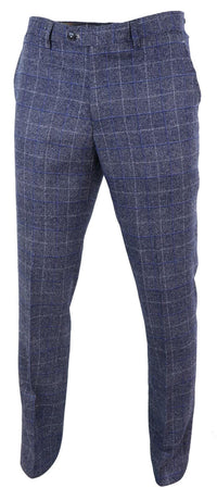 Calças masculinas vintage xadrez azul - Cavani Miles