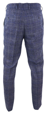 Calças masculinas vintage xadrez azul - Cavani Miles