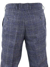 Calças masculinas vintage xadrez azul - Cavani Miles