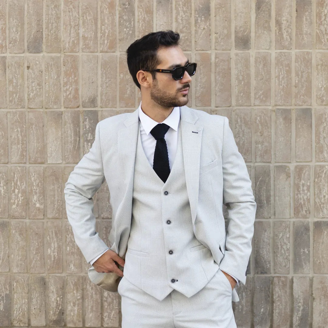 Blazer masculino Miller cinza xadrez de corte ajustado