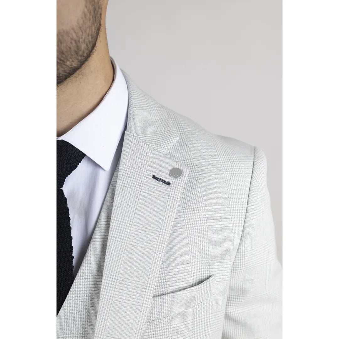 Blazer masculino Miller cinza xadrez de corte ajustado
