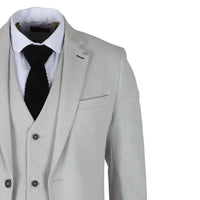 Miller - Terno masculino cinza xadrez de 3 peças com corte sob medida.