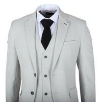 Miller - Terno masculino cinza xadrez de 3 peças com corte sob medida.