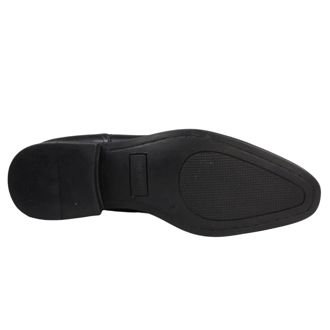 Botas Chelsea masculinas pretas de couro legítimo, estilo casual elegante.