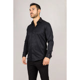Camisa Oxford masculina preta com punho duplo
