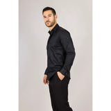 Camisa Oxford masculina preta com punho duplo