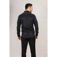 Camisa Oxford masculina preta com punho duplo