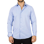 Camisa Oxford masculina azul com punho duplo