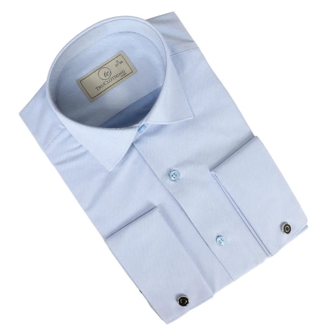 Camisa Oxford masculina azul com punho duplo