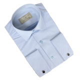 Camisa Oxford masculina azul com punho duplo