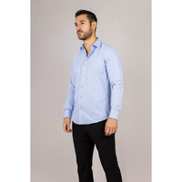 Camisa Oxford masculina azul com punho duplo