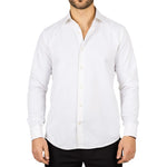 Camisa Oxford masculina creme com punho duplo