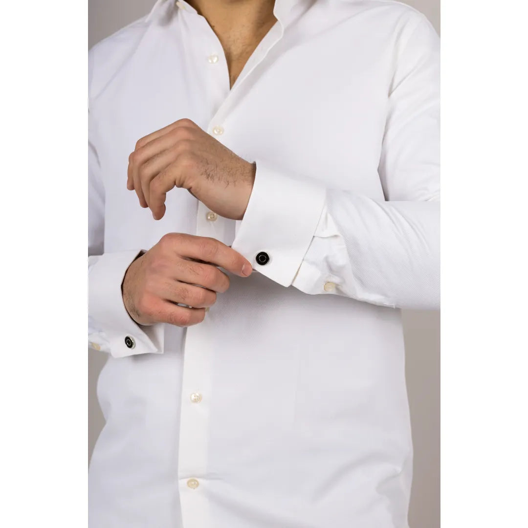 Camisa Oxford masculina creme com punho duplo