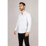 Camisa Oxford masculina creme com punho duplo