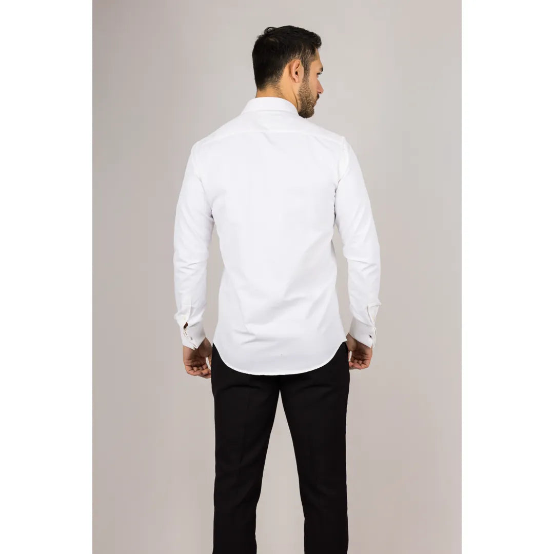 Camisa Oxford masculina creme com punho duplo