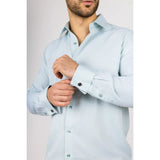 Camisa Oxford masculina verde com punho duplo