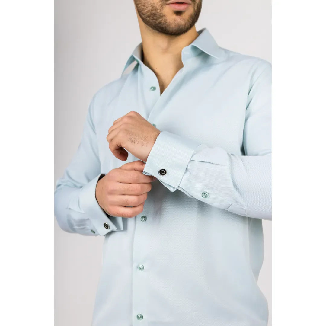 Camisa Oxford masculina verde com punho duplo