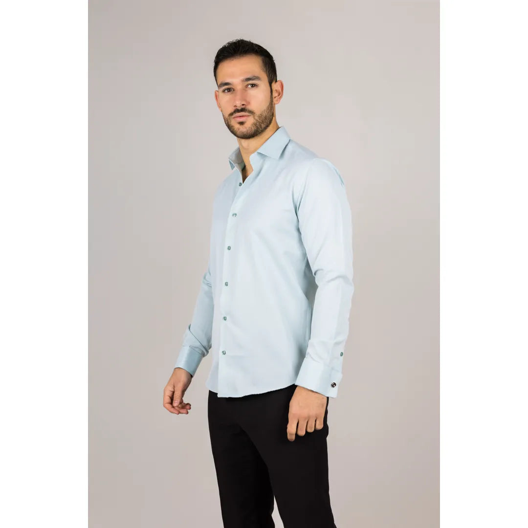 Camisa Oxford masculina verde com punho duplo