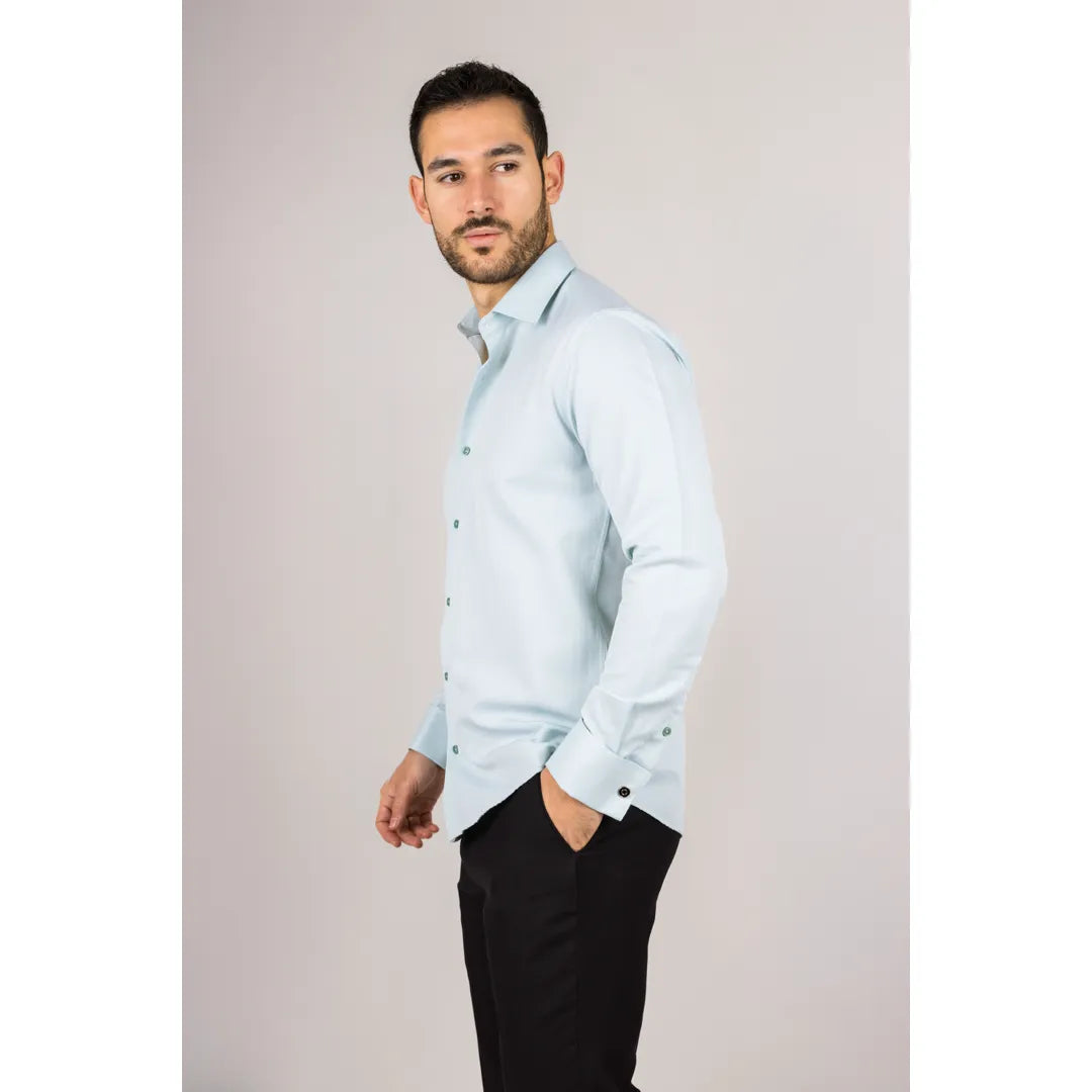Camisa Oxford masculina verde com punho duplo