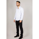 Camisa Oxford masculina branca com punho duplo