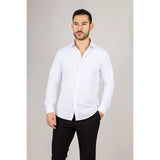 Camisa Oxford masculina branca com punho duplo
