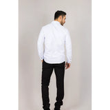 Camisa Oxford masculina branca com punho duplo