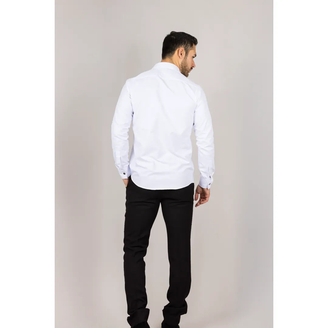 Camisa Oxford masculina branca com punho duplo