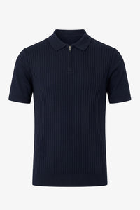 Camisa polo azul-marinho de malha com zíper para homens