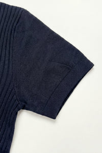 Camisa polo azul-marinho de malha com zíper para homens