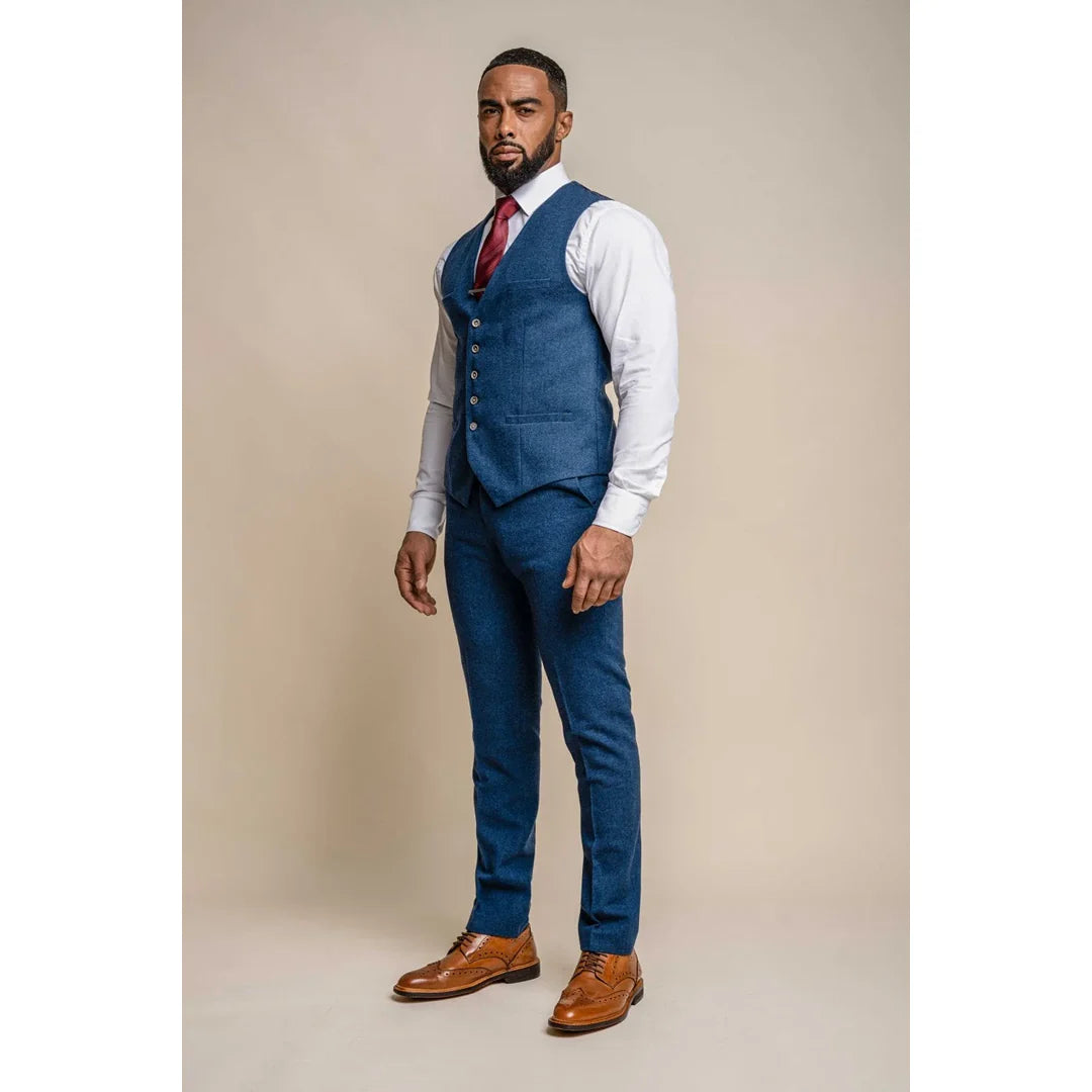 Orson - Colete masculino em tweed azul