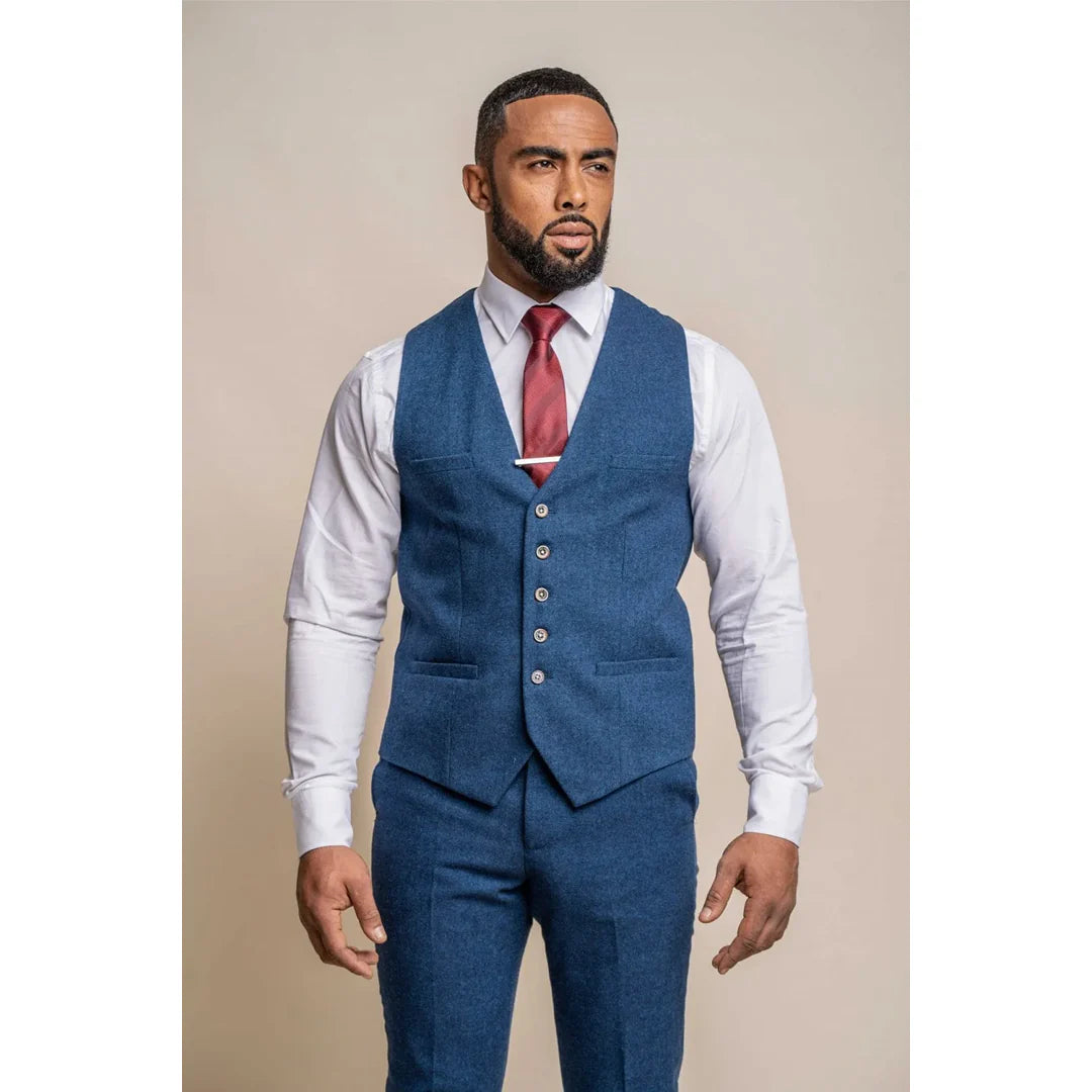 Orson - Colete masculino em tweed azul