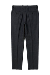 Oscar - Calças masculinas em tweed azul-marinho com mistura de lã
