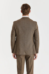 Oscar - Blazer masculino em tweed marrom com mistura de lã